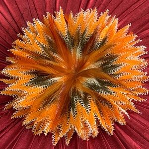 Orange floral pin with magnetic closure